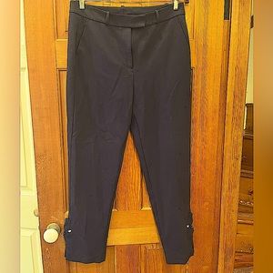 Navy blue quality tailored, silk-lined pants with cat detail hem size 42 / 10-12